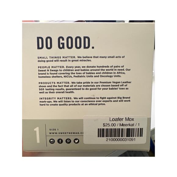 Sweet N Swag Baby Loafer Moccasins in 'Meerkat Brown' Size 1 New in Box - Picture 6 of 6